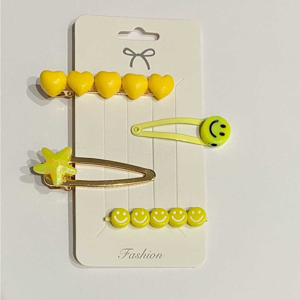 Yellow Y2K Hair Clip Set (4 - Piece)